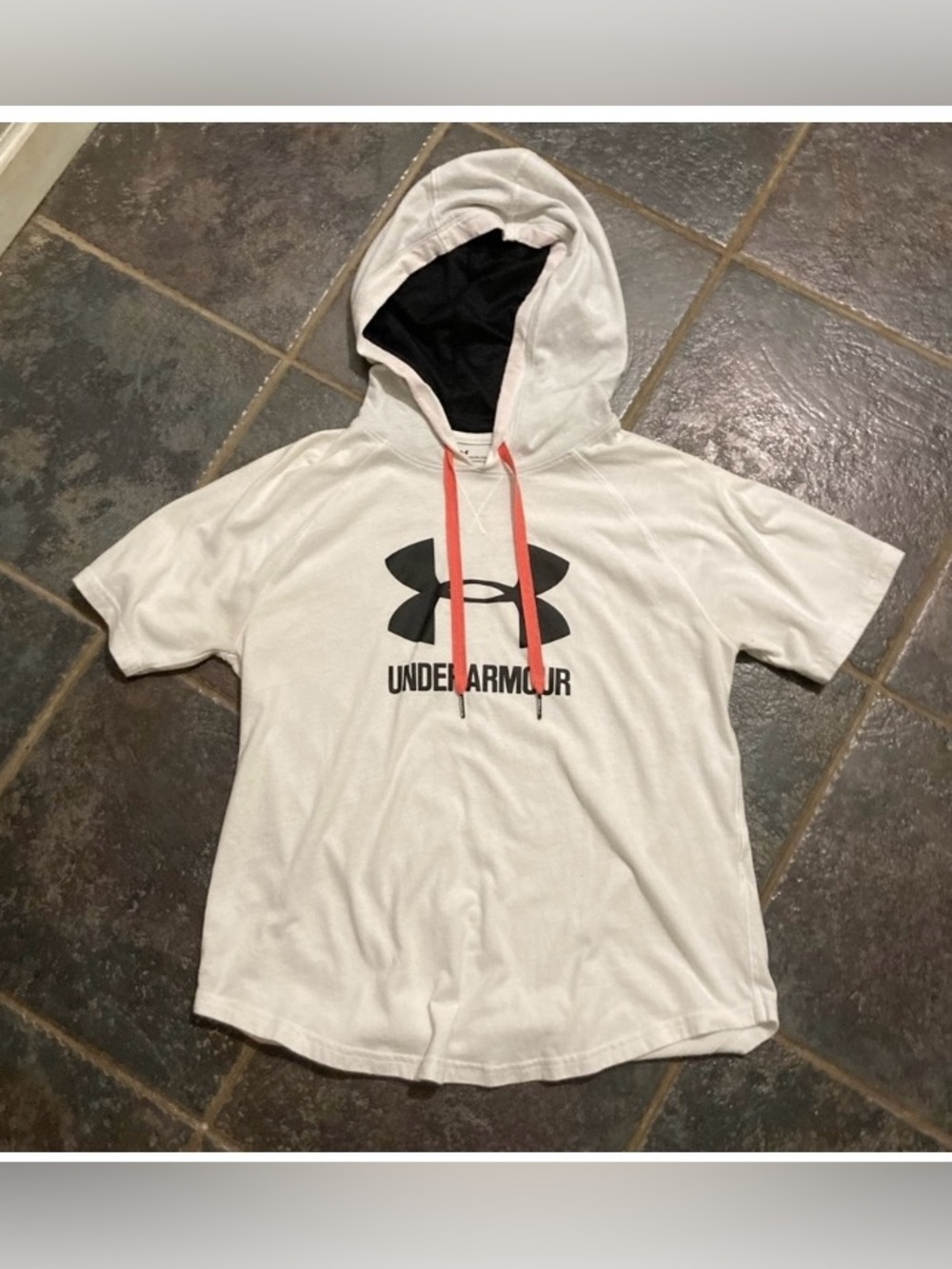 Under Armour White Short-Sleeve Hoodie with Black Logo Women’s Size M